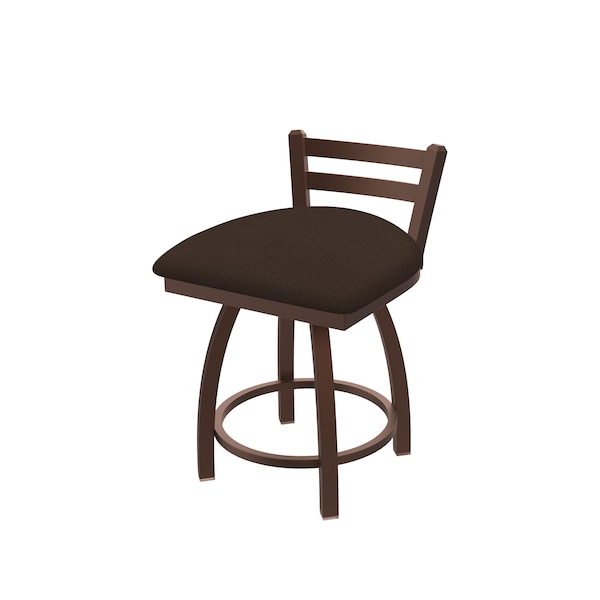 18" Low Back Swivel Vanity Stool, Bronze Finish, Rein Coffee Seat